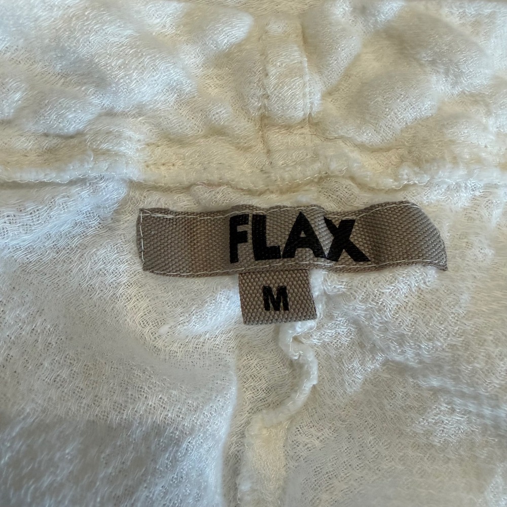 FLAX Linen Tunic Top Women's Medium Ivory Sleeveless Lagenlook Coastal Neutral - Picture 6 of 8